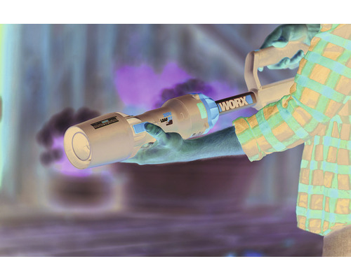 Personne tenant un souffleur à feuilles de la marque WORX