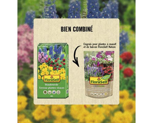 FloraSelf Terreau pour plantes vivaces et Engrais pour massifs et balcons FloraSelf Nature