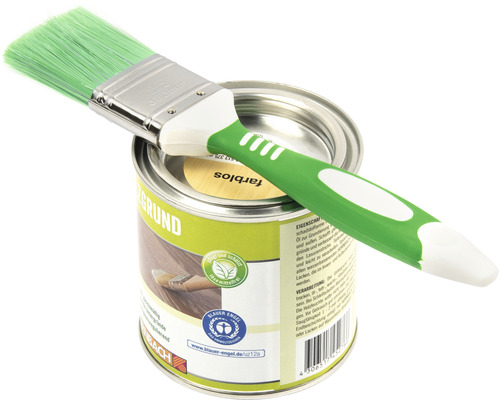 Boîte de peinture avec apprêt à l''huile et pinceau