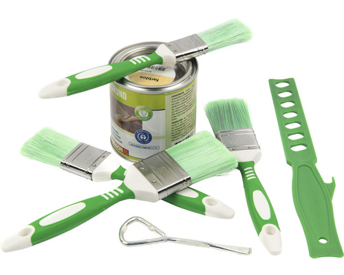 Vernis à bois incolore avec set de pinceaux et outils