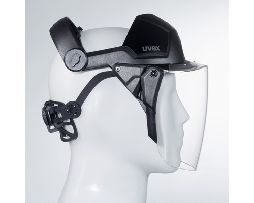 Visière de protection faciale Uvex sur la tête d''un mannequin
