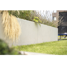 Jardinière en béton dans le jardin avec plantation