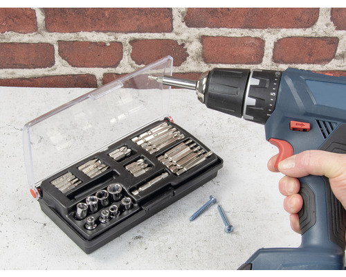 Visseuse sans fil avec jeu d''embouts et vis