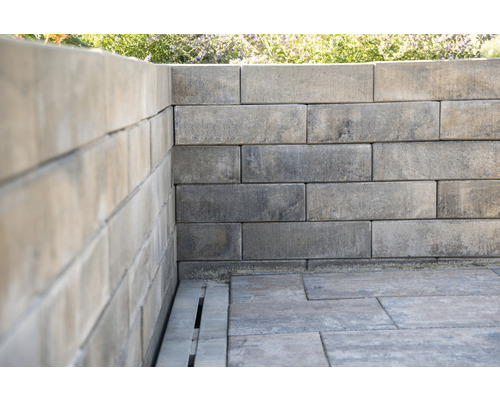 Mur et pavés en béton dans le jardin