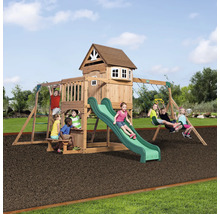 Spielplatz mit Rutsche, Schaukel und Spielhaus für Kinder