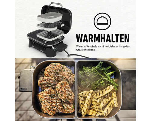 Gril Lumia avec fonction de maintien au chaud et aliments grillés