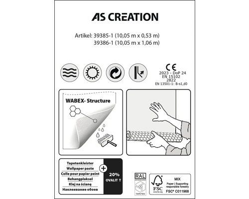 Informations sur les papiers peints AS Creation : références des articles, propriétés, labels et certifications
