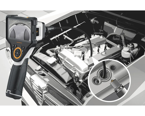 Endoskop bei der Inspektion eines Automotors