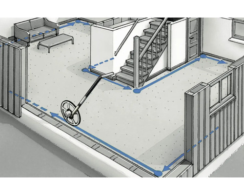 Illustration d''une maison avec une roue de mesure mesurant la distance