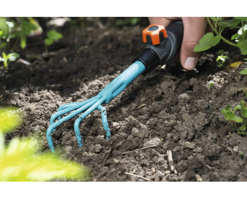 Sarcloir de jardin en utilisation dans le sol