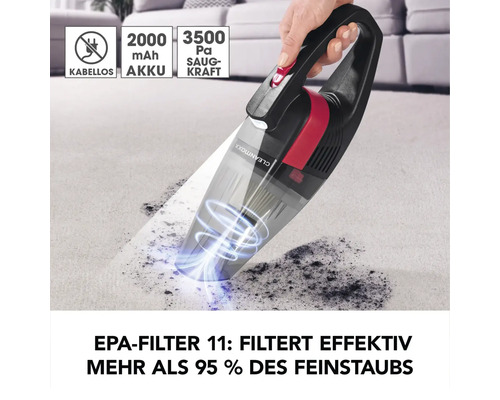 Akkusauger in Anwendung auf einem Teppich