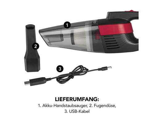 Akkustaubsauger Set mit Fugendüse und USB-Kabel