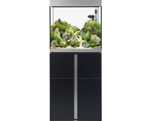 Kit complet d'aquarium Fluval Siena 166 avec éclairage LED, chauffage, filtre externe et meuble bas 166 l noir 55 x 55 x 128 cm