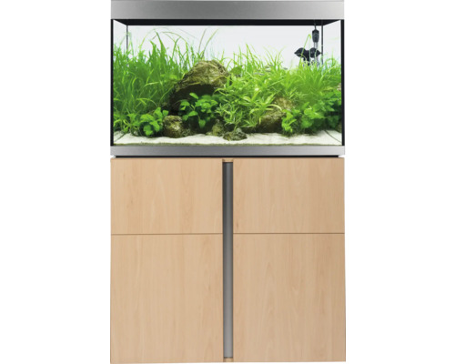 Kit complet d'aquarium Fluval Siena 272 avec éclairage LED, chauffage, filtre externe et meuble bas 272 l hêtre 90 x 55 x 128 cm