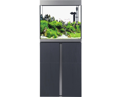 Kit complet d'aquarium Fluval Siena 166 avec éclairage LED, chauffage, filtre externe et meuble bas 166 l graphite 55 x 55 x 128 cm