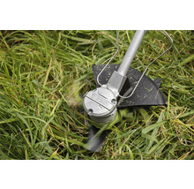 Logo Bosch sur un coupe-bordure en train de couper de l''herbe