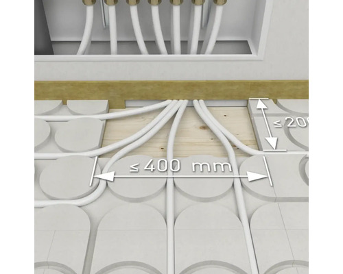 Installation einer Fußbodenheizung mit Dämmplatten und Rohren