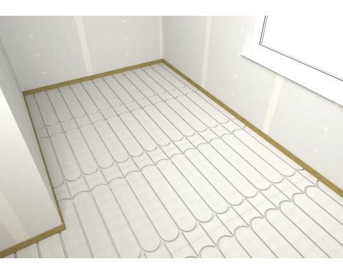 Bodenheizungssystem im Rohbau mit Randdämmstreifen