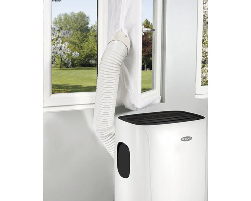 Climatiseur mobile avec tuyau d''évacuation monté sur la fenêtre