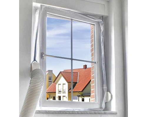 Joint de fenêtre pour climatiseur avec tuyau d''évacuation d''air sur un cadre de fenêtre