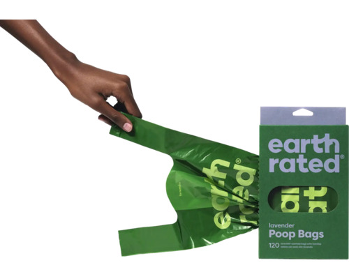Sacs à déjections canines parfumés à la lavande Earth Rated avec poignées, 120 pièces