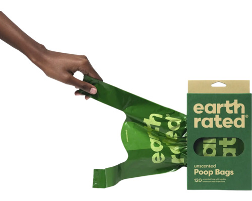 Sacs à déjections canines Earth Rated, 120 pièces, non parfumés