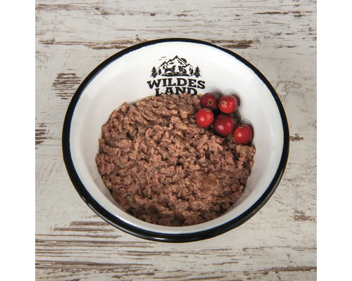 Schüssel mit Hundefutter und Cranberrys