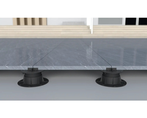 Terrassenplatten auf Stelzlager für erhöhten Bodenbelag