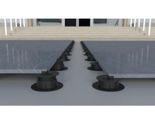 Terrassenplatten auf Stelzlagern verlegt