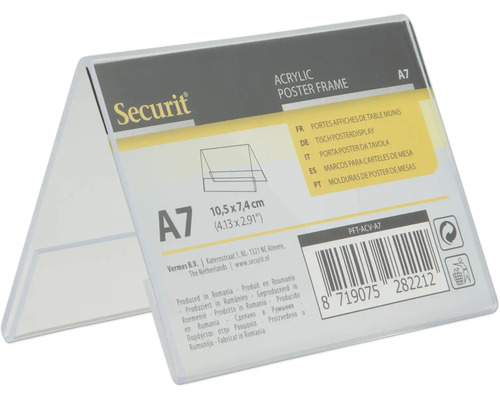 Présentoir de table pour affiches Securit en acrylique, format A7