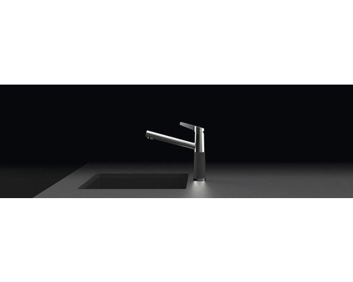 Robinet de cuisine en métal au design moderne à côté d''un évier.