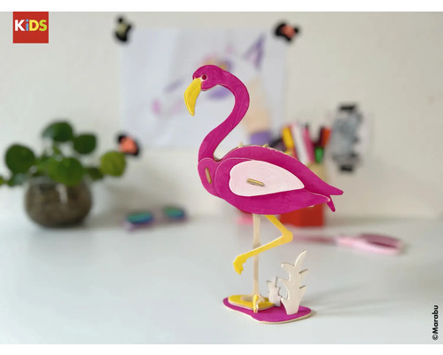 Dekorativer Flamingo aus Holz zum Zusammenbauen für Kinder