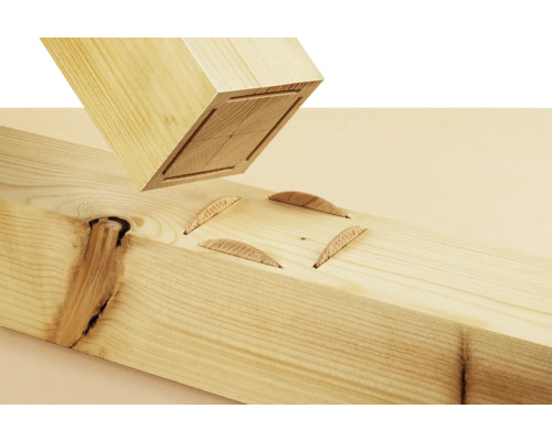 Assemblage de bois avec lamelles et tourillon en bois