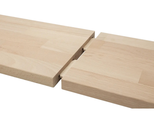 Assemblage de deux panneaux en bois massif par rainure et languette