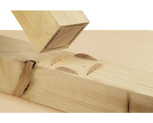 Assemblage de bois avec lamelles de bois de bout