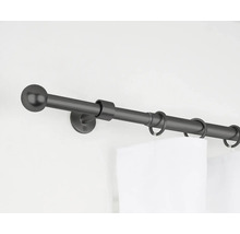 Gardinenstange mit Endknopf und Gardinenringen zur Gardinenbefestigung