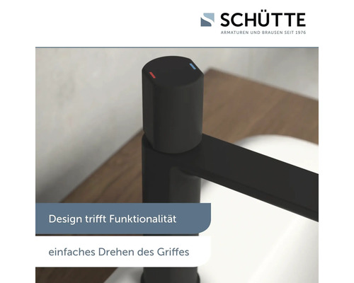 Robinet de lavabo noir avec indicateur de température pour salle de bain