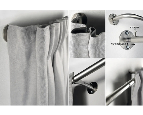 Tringle à rideaux avec rideau en tissu et support réglable