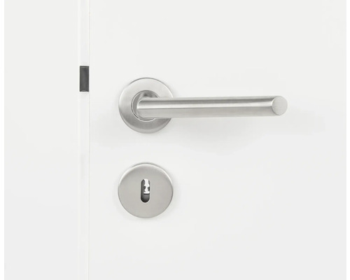 Edelstahl Türgriff mit Schlüsselrosette an einer Tür