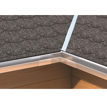 Dach mit Bitumenschindeln und Dachrinnen-System