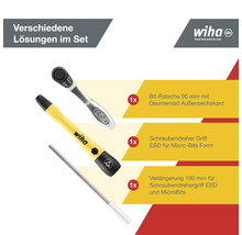 Jeu d''outils Wiha avec cliquets à embouts, poignée de tournevis et rallonge