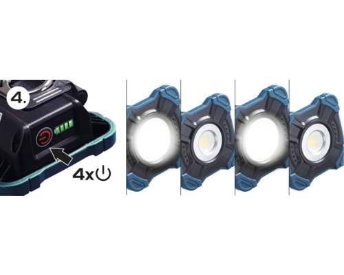 Illustration des quatre niveaux de commutation de la lampe de travail