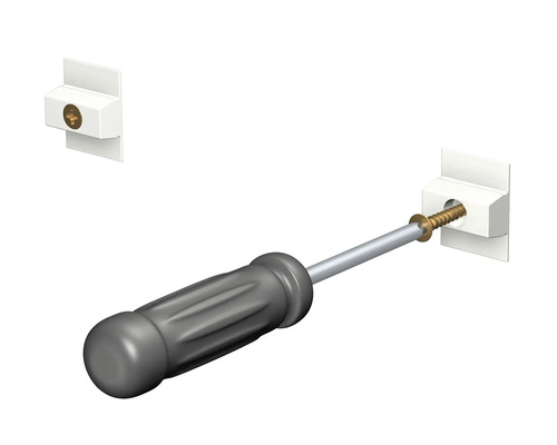 Darstellung der Montage eines Fenstergriffs mit Schraubendreher