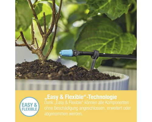 Detailaufnahme einer Bewässerungsanlage für Topfpflanzen