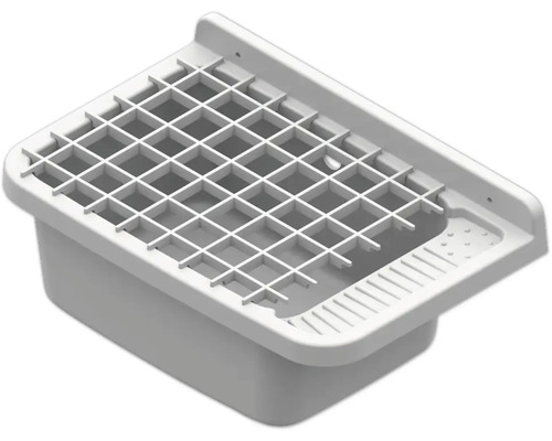 Waschbecken aus Kunststoff mit Gittereinsatz