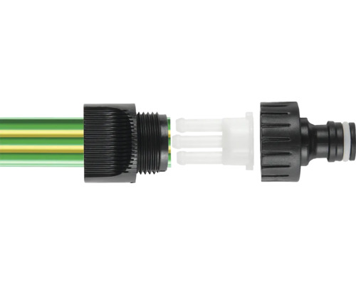 Gartenschlauchverbinder mit Schlauchstück und Dichtungsring