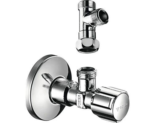 Eckventil mit Rosette und Geräteanschluss