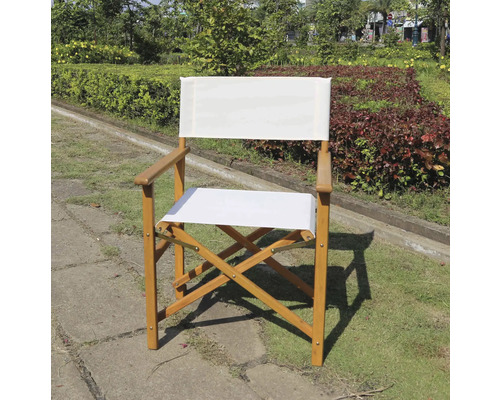 Regiestuhl aus Holz mit Stoffbezug