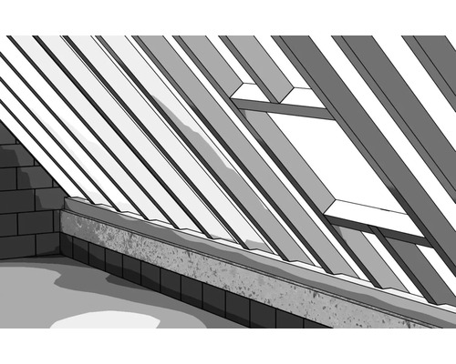 Illustration d''une charpente avec chevrons et maçonnerie