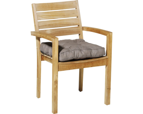Chaise de jardin en teck avec accoudoirs et coussin de siège